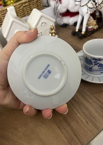 Mavi Desenli Seramik Fincan ve Tabağı Seti - Görsel 3