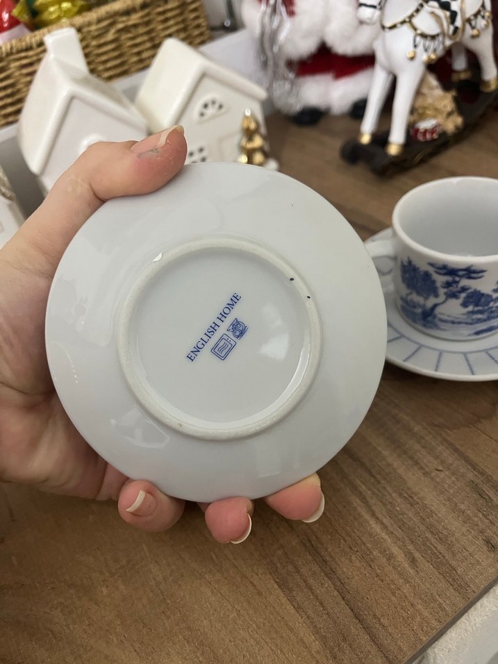 Mavi Desenli Seramik Fincan ve Tabağı Seti - Görsel 3