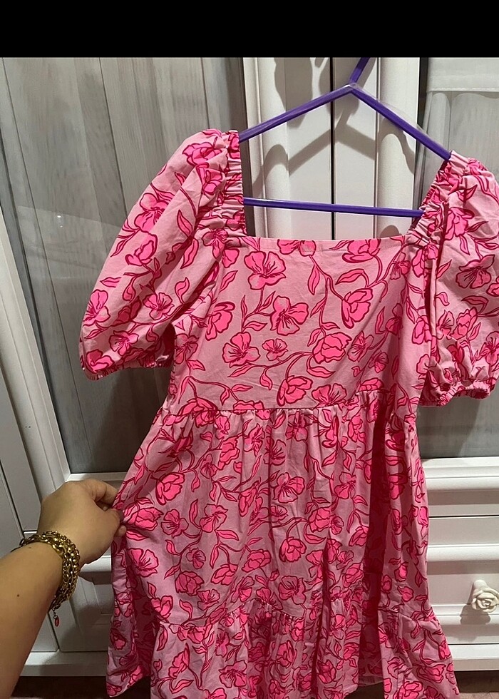 Kız çocuk pembe elbise - Görsel 4