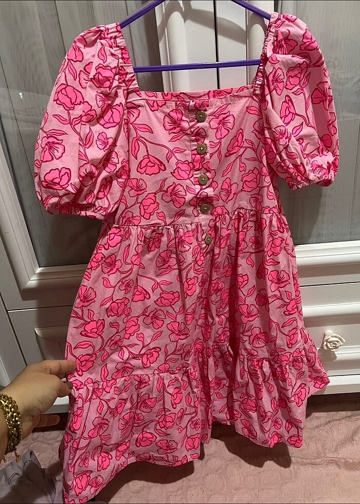 Kız çocuk pembe elbise - Görsel 2