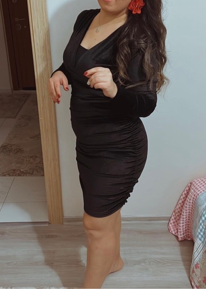 Kadife siyah elbise - Görsel 2