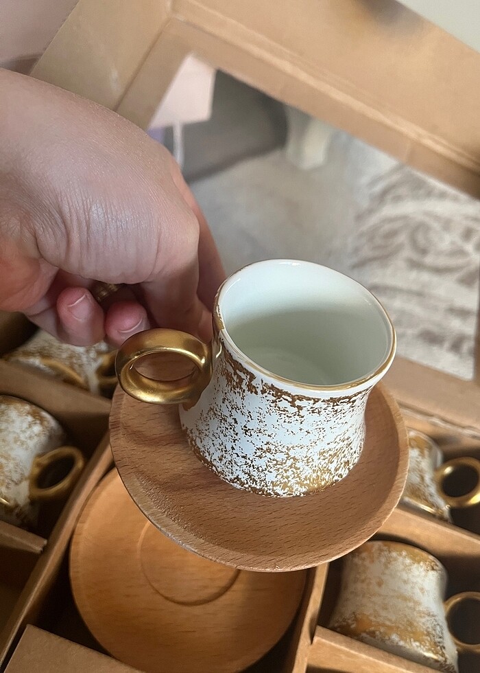 Ahşap tabaklı 6lı fincan - Görsel 4