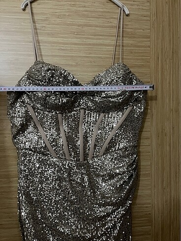 Gold abiye elbise - Görsel 6