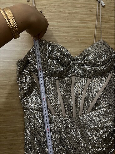 Gold abiye elbise - Görsel 7