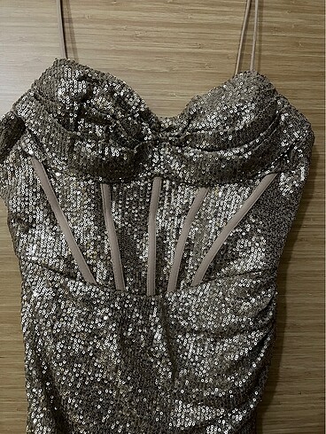 Gold abiye elbise - Görsel 8