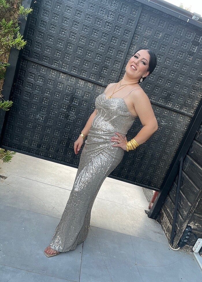 Gold abiye elbise - Görsel 2