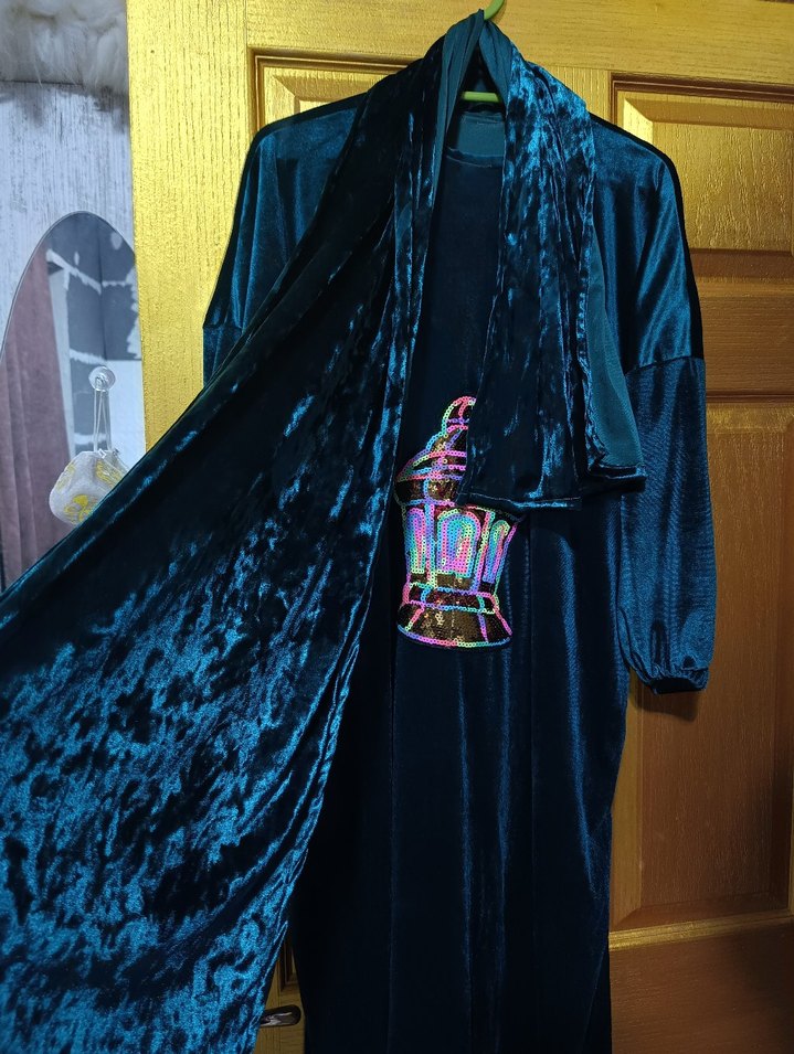 Uzun yesil kadife Gotik Nakışlı - Görsel 5