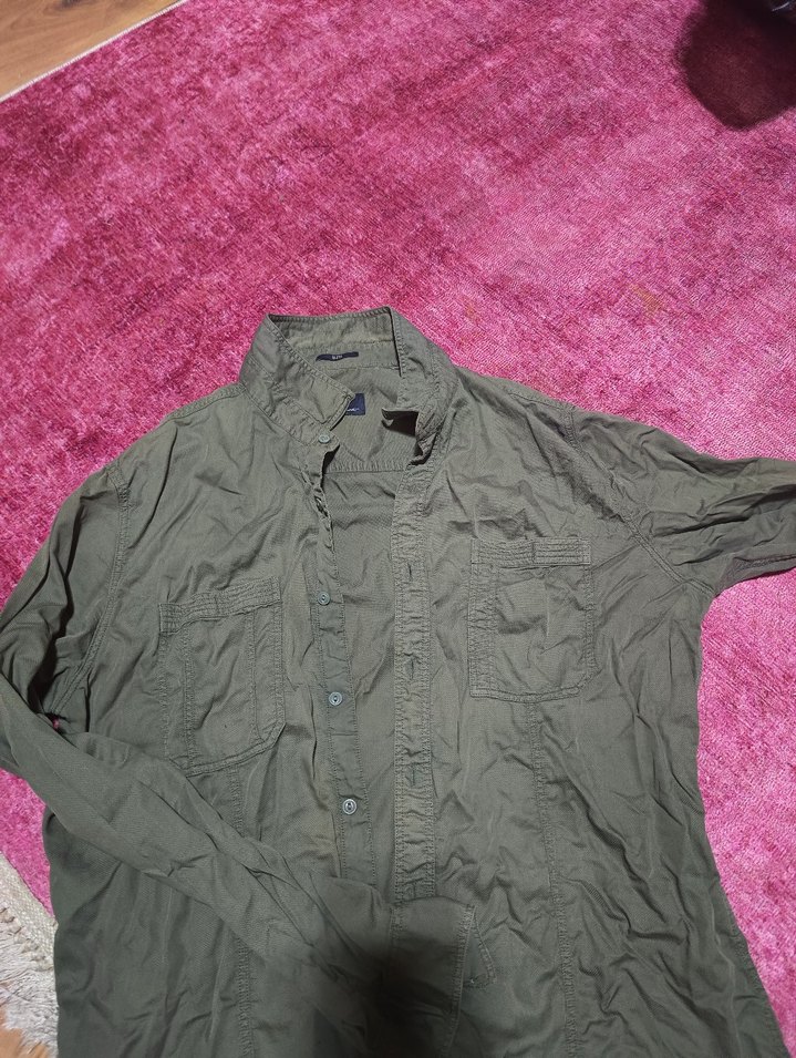 mavi erkek gömlek yağ yeşili l XL uyumlu - Görsel 3