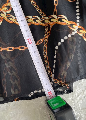 Siyah Zincir Desenli Uzun Elbise - Görsel 3