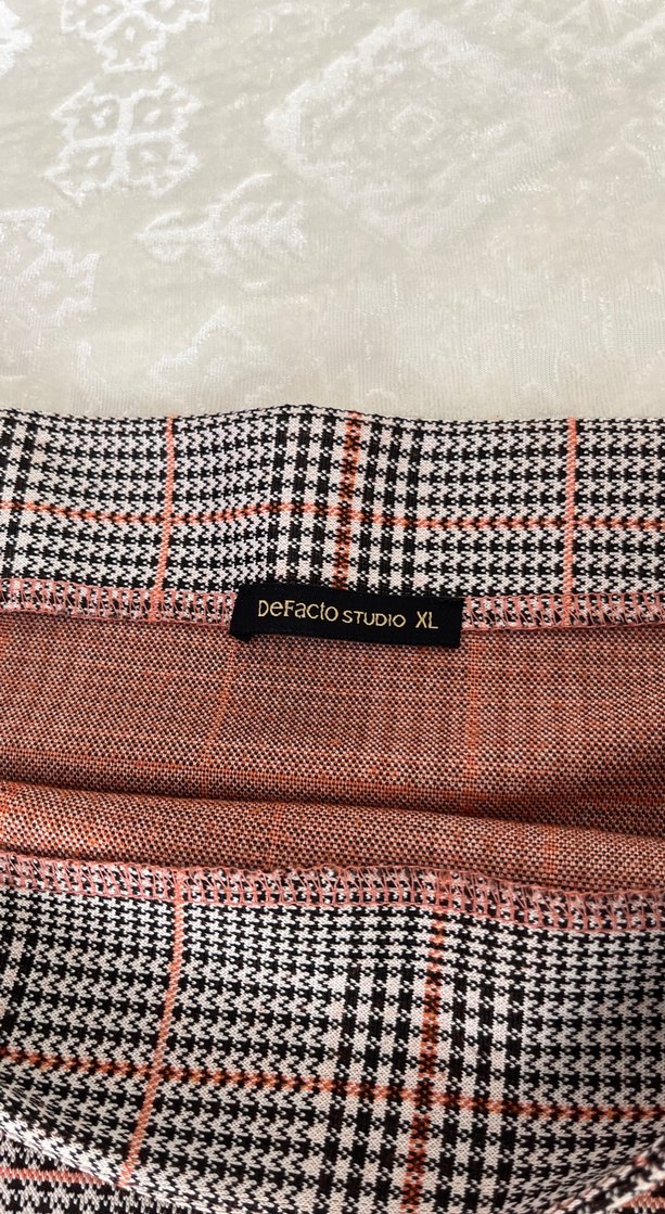 Düğmeli Ekose Midi Etek - Görsel 2