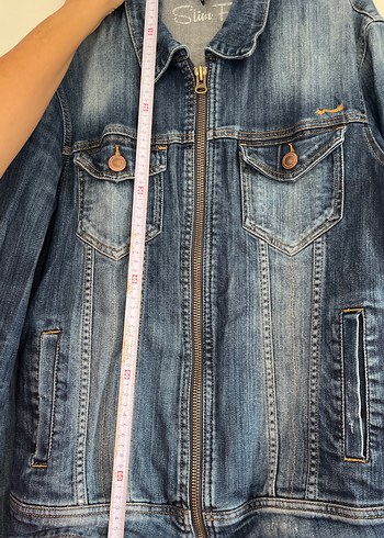 Mavi Fermuarlı erkek kot Ceket - Görsel 3