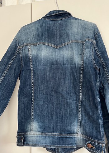 Mavi Fermuarlı erkek kot Ceket - Görsel 2