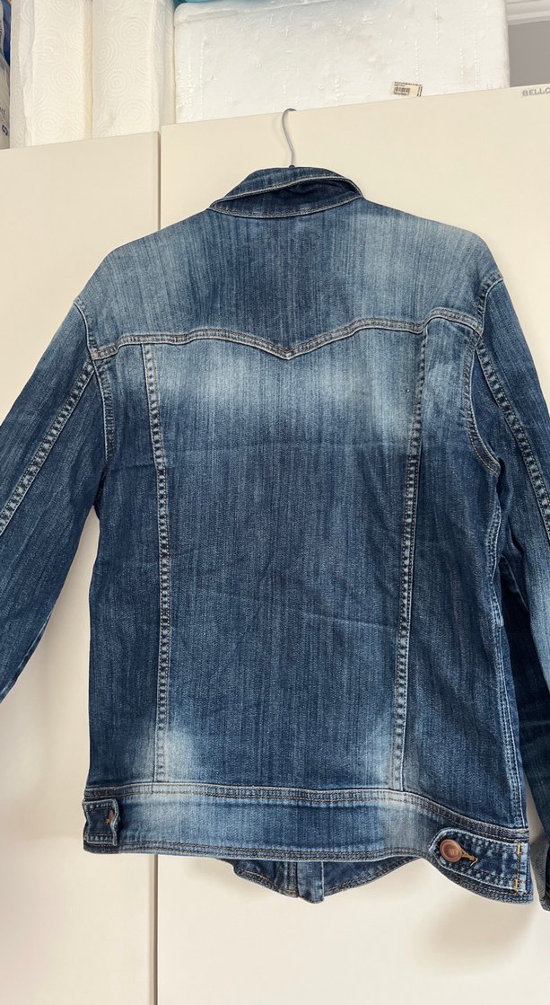 Mavi Fermuarlı erkek kot Ceket - Görsel 2