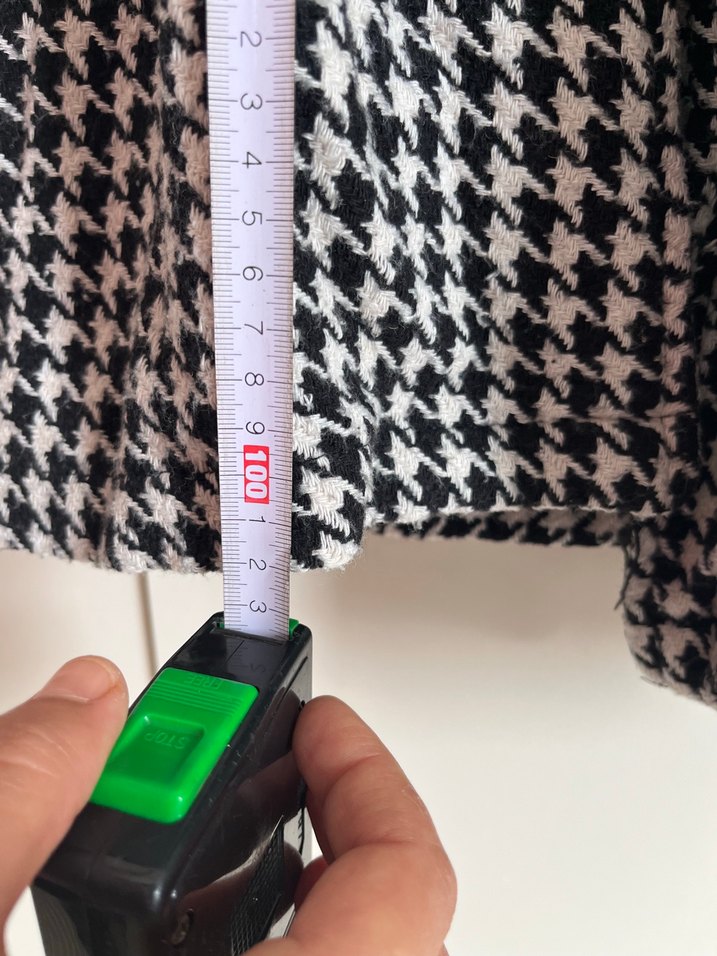 Gri Ekose Desenli Uzun Kadın kaban - Görsel 4