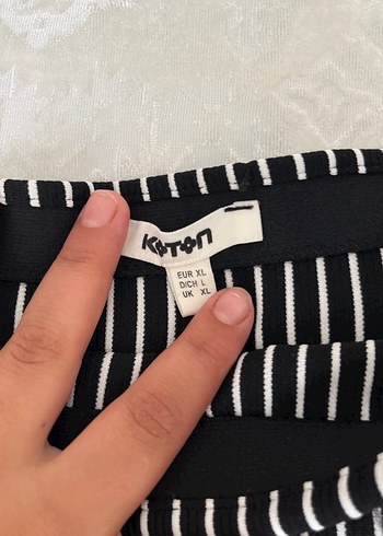 Çizgili Pilili Siyah  Uzun Etek koton - Görsel 2