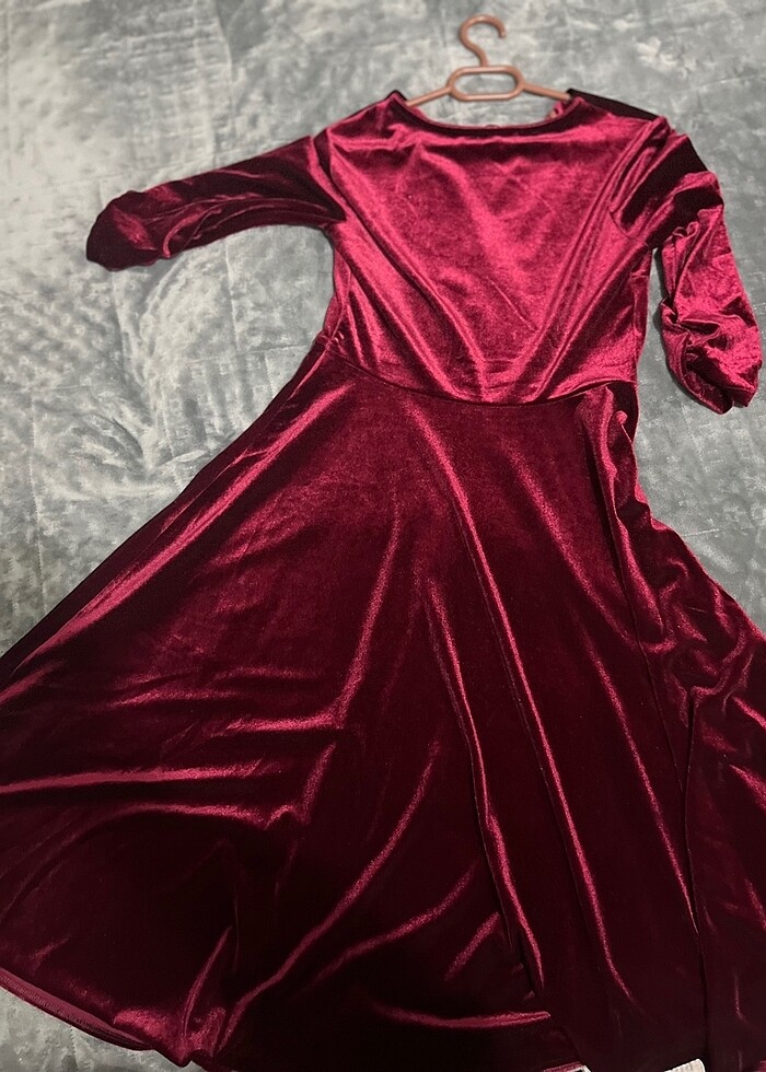 BORDO MIDI BOY ELBİSE - Görsel 2