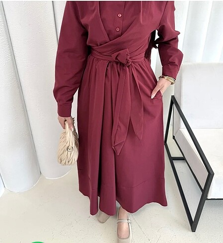 40 Beden bordo Renk Elbise