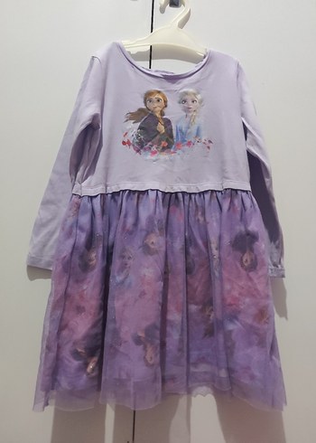 Uzun Kollu Mor Kız Çocuk Elbise elsa - Görsel 2