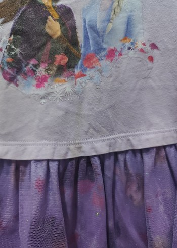 Uzun Kollu Mor Kız Çocuk Elbise elsa - Görsel 3