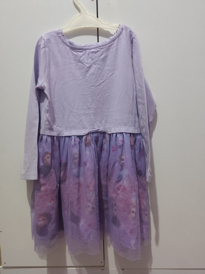 Uzun Kollu Mor Kız Çocuk Elbise elsa - Görsel 4