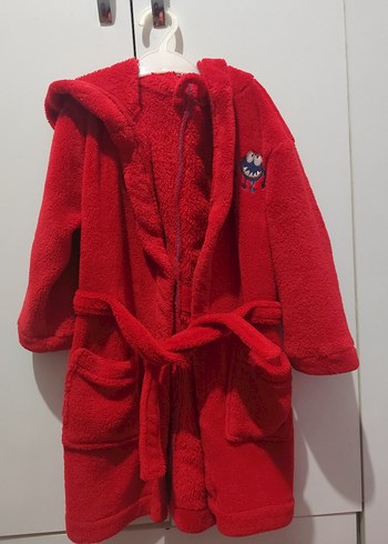 Kız Çocuk Kırmızı Nakışlı Bornoz peluş hırka - Görsel 2