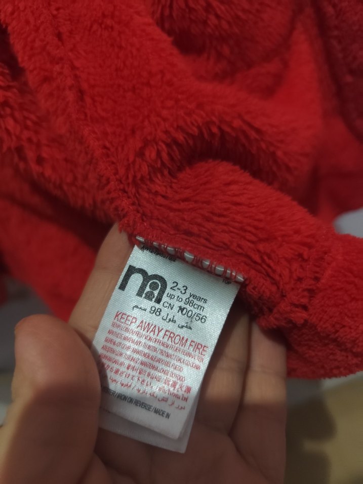 Kız Çocuk Kırmızı Nakışlı Bornoz peluş hırka - Görsel 3