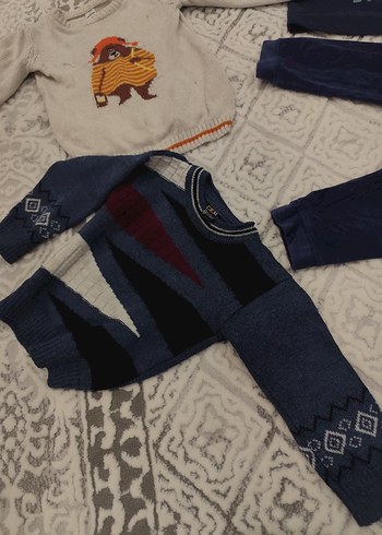 Mavi Erkek Bebek Triko Sweatshirt ve Pantolon Takımı - Görsel 5