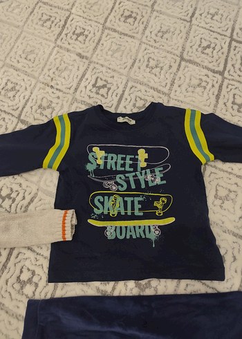 Mavi Erkek Bebek Triko Sweatshirt ve Pantolon Takımı - Görsel 6