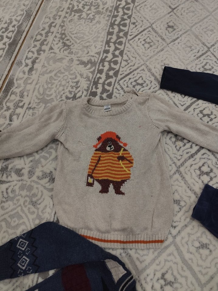 Mavi Erkek Bebek Triko Sweatshirt ve Pantolon Takımı - Görsel 4