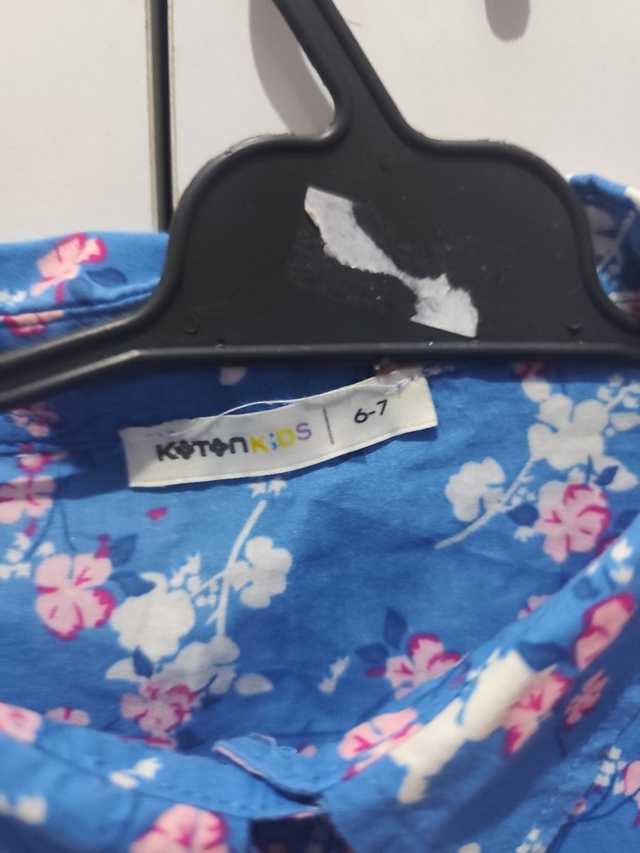 Mavi Çiçek Desenli Uzun Kollu Gömlek kız çocuk - Görsel 3