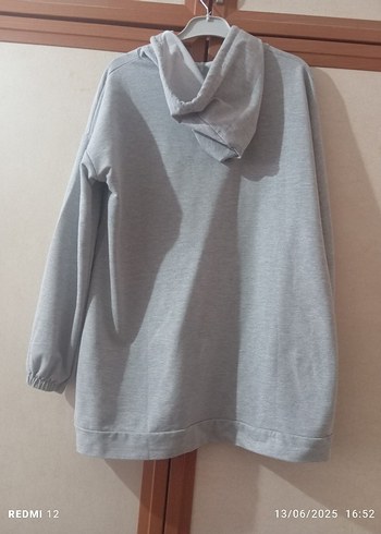 Diğer Gri Kapüşonlu Uzun Kollu Sweatshirt