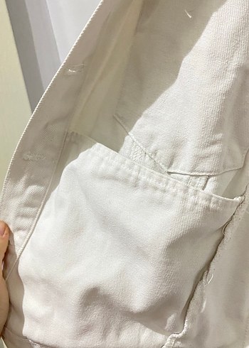 Beyaz kot Ceket - Görsel 5