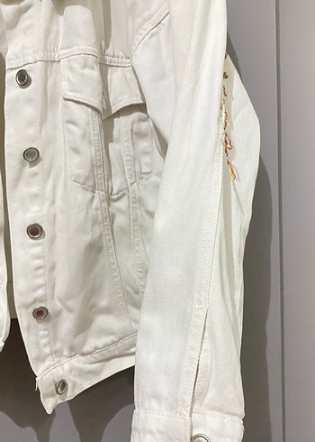 Beyaz kot Ceket - Görsel 3