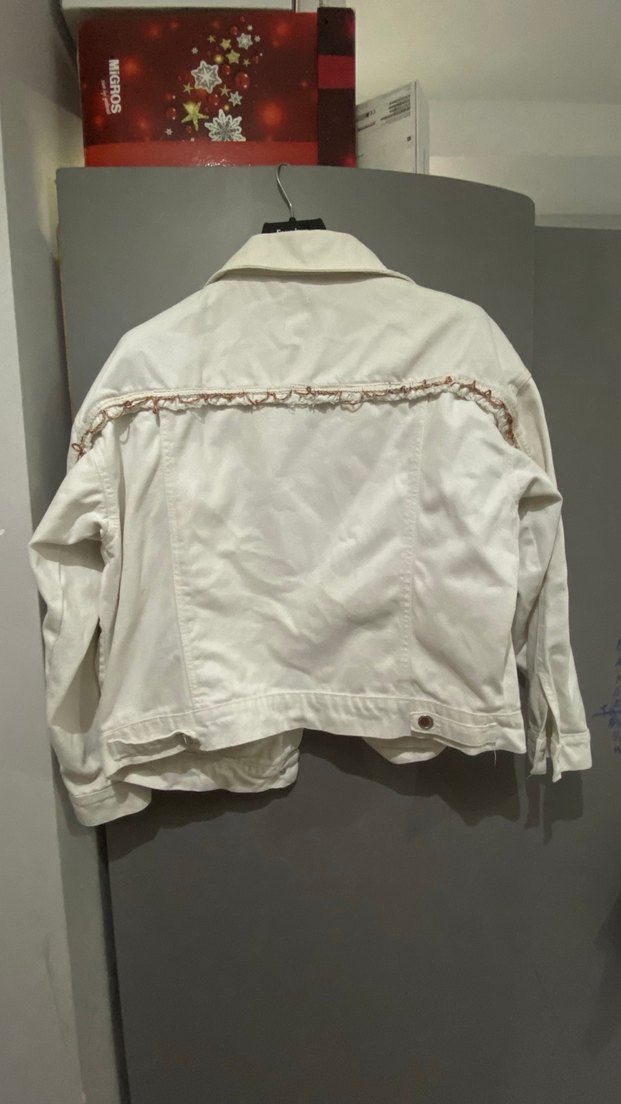 Beyaz kot Ceket - Görsel 2