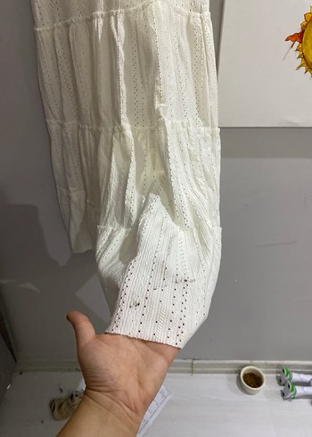 V YakaBohem Midi Keten Elbise - Görsel 4