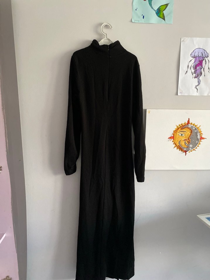 Siyah balıkçı yaka elbise - Görsel 3