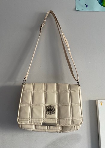 Bej Kadın Tokalı Omuz Çantası - Görsel 2