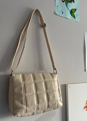 Bej Kadın Tokalı Omuz Çantası - Görsel 3