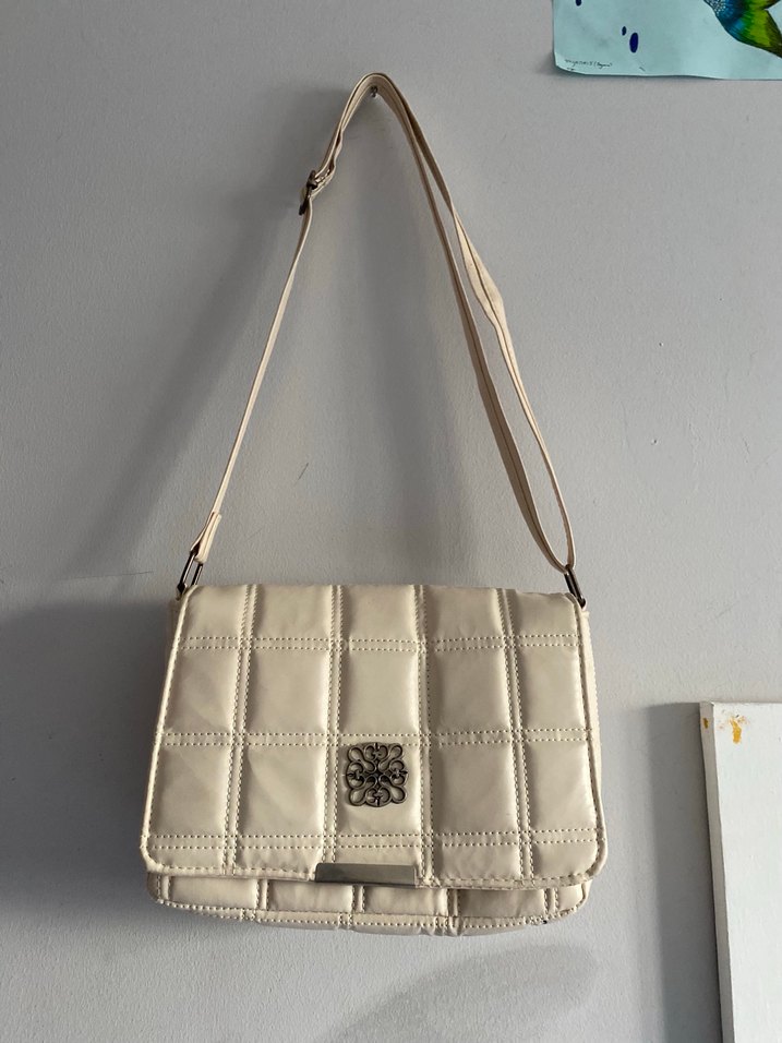 Bej Kadın Tokalı Omuz Çantası - Görsel 2