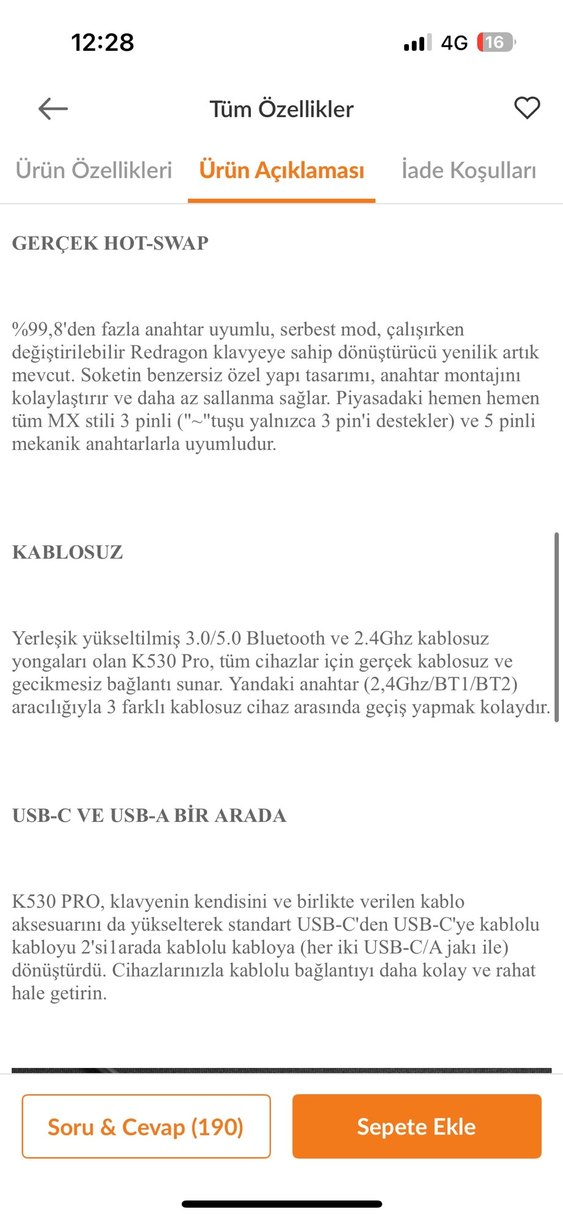 REDRAGON K530 PRO brown switch klavye - Görsel 4