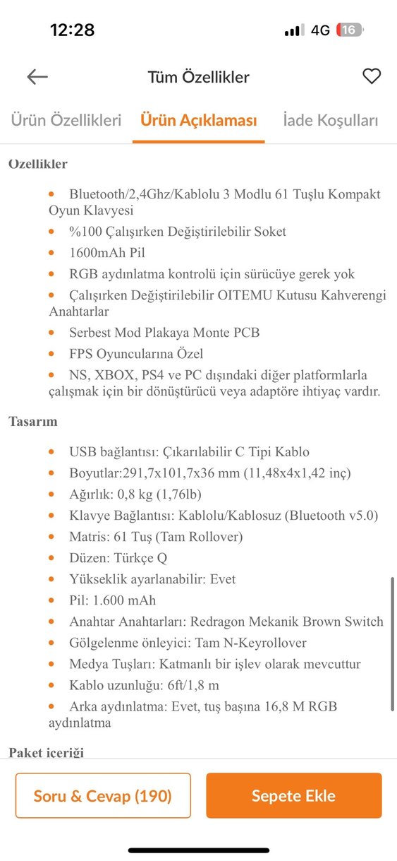 REDRAGON K530 PRO brown switch klavye - Görsel 5