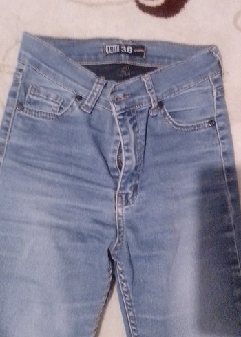 Diğer Düğmeli Parlak Mavi Skinny Denim Kadın Jean