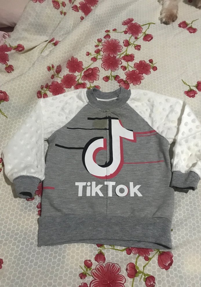 Gri TikTok Baskılı Bebek Sweatshirt - Görsel 2