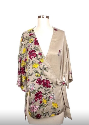 Çiçek Desenli Bohem Midi Kimono
