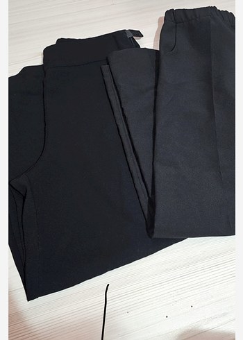 s Beden Siyah Basic Kadın Kumaş Pantolon