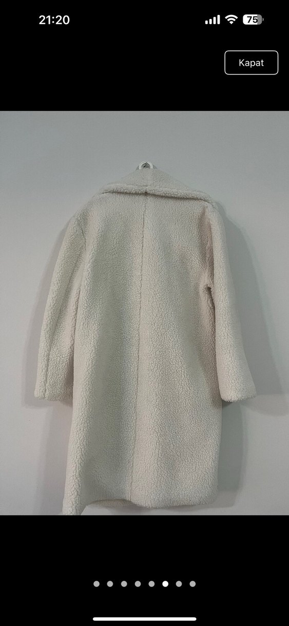 Beyaz Midi Kadın Kürk Detaylı Kaban - Görsel 5