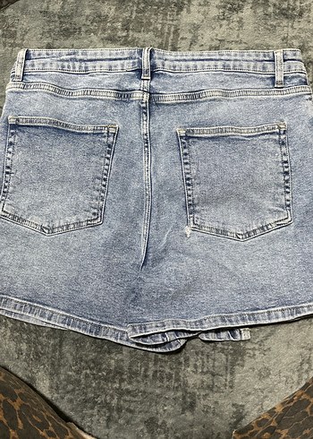 Gri Mavi Salaş Mini Kot Şort etek XXL - Görsel 2