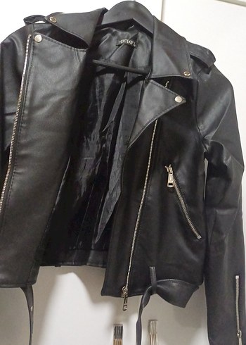 Siyah Deri Kemerli  Ceket - Görsel 3