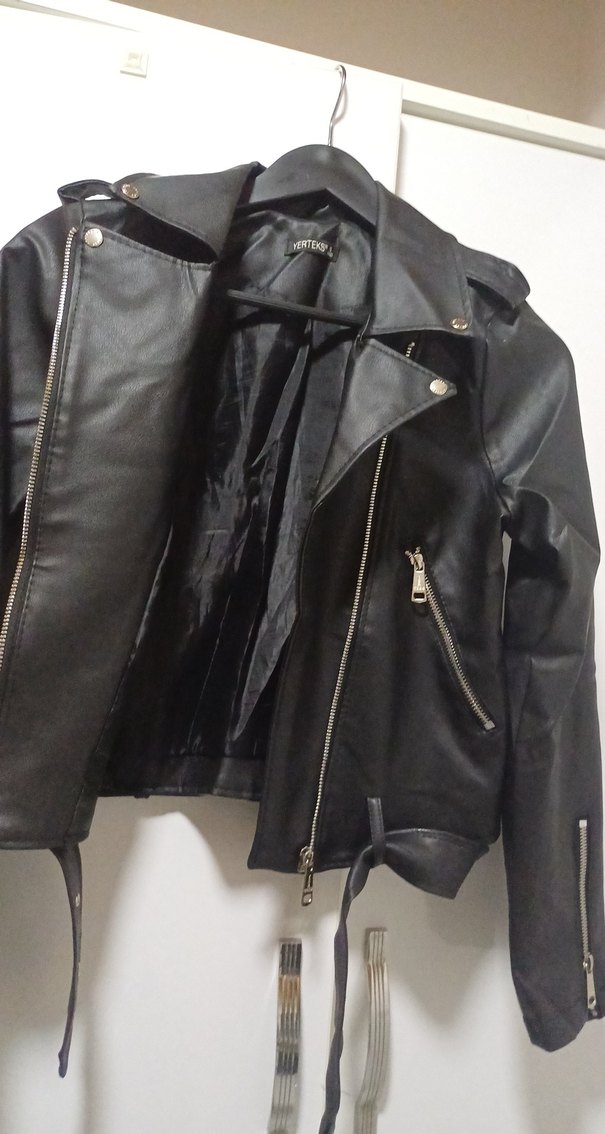 Siyah Deri Kemerli  Ceket - Görsel 3