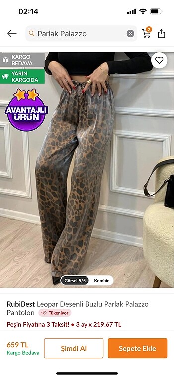 Saten pantolon leopar